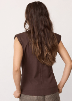 Alternative view of Co Couture Luna Pleat Top Dark Brown